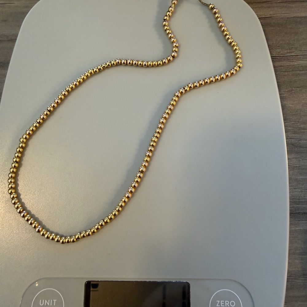Elegant Vintage Gold 2mm 10k Beaded Necklace - Picture 2 of 4